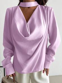 Firerie Áo sơ mi nữ tay dài bằng vải poplin thanh lịch, tinh tế, lấy cảm hứng từ phong cách cổ điển, tối giản, thích hợp cho ngày lễ tình nhân mùa xuân/hè. - Màu tím  Violet - Xem 7