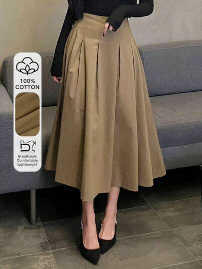 DAZY 时尚小众高腰显瘦法式复古A字百褶裙，女士款