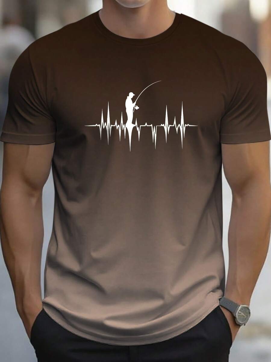 Manfinity Homme Men's Minimalist Printed Round Neck Short Sleeve T-Shirt - Multicolor - View 1