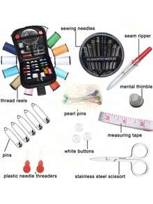 130/72pcs Sewing Supplies Kit, Scissors, Thimble, Measuring Tape For DIY Home Craft - Multicolor - View 7