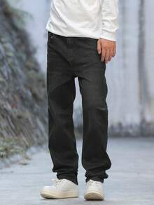 Manfinity Hypemode Men's Solid Color Casual Denim Jeans - Grey - View 3