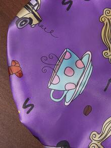 FRIENDS X SHEIN 1pc Cartoon Heart Blossom, Bubbles, Buttercup Pattern Cute Women Home Sleeping Cap - Multicolor - View 4