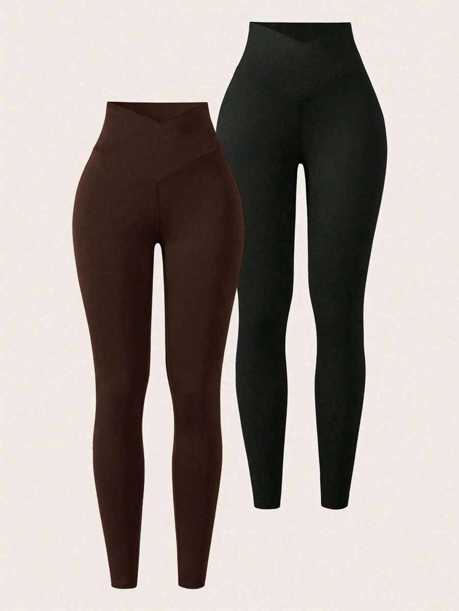 SHEIN Tall 女士纯色休闲舒适透气高腰裤 - 彩色 - 查看 1