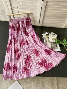 Lacomfia Plus Size Women Pleated Romantic Versatile Skirt - Multicolor - View 6