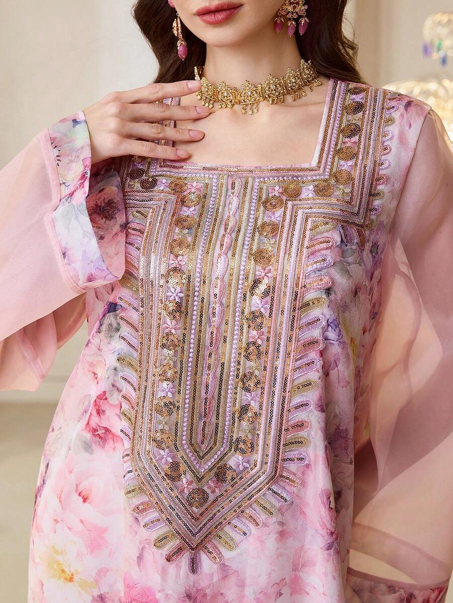 Al Najma 新款浪漫优雅精致花卉装饰奢华设计连衣裙，适合派对和度假穿着