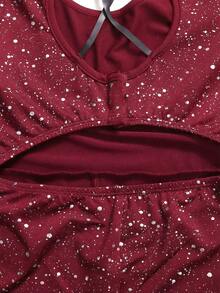 少女休闲运动长袖连体衣 - 酒紅色 - 查看 8