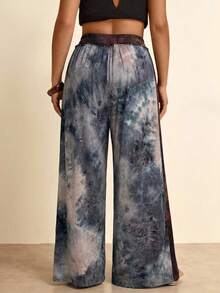 Freevana Plus Size Drawstring Casual Loose Straight Pants - Apricot - View 2