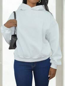 Yess Loren Oversized Hoodie Relaxed Fit Dropped Shoulder Sweatshirt Back To School Autumn Winter Cosy Fall Christmas Cute Casual Everyday Y2K Streetwear Capsule Wardrobe White Christmas - White - View 6