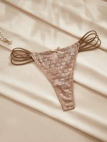 Charlaine 1件浪漫蕾丝蝴蝶结丁字裤