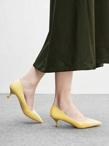 CUCCOO BIZCHIC 女士尖头细高跟中跟鞋，优雅、休闲、舒适、一脚蹬，适合工作、通勤、约会、派对、正式场合。 - 淺黃色 - 查看 3