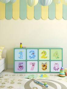 10pcs/Set Vibrant Plaid Digital Floor Decoration Sticker - Waterproof, Self-Adhesive, Removable, And Easy To Clean - Perfect For Jumping House, Classroom And Home Decor - Animal Numbers - View 8