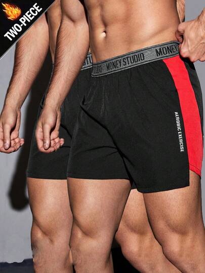 Manfinity Sport Corelite Men's Contrast Color Patchwork Letter Tape Sports Shorts