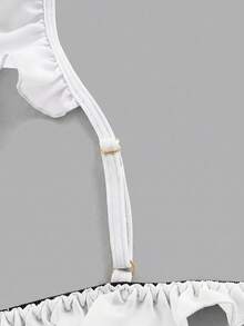 ROMWE Kawaii Bộ đồ lót gợi cảm 6 món phối màu tương phản dễ thương, khoét rỗng, viền ren. - trắng - Xem 4