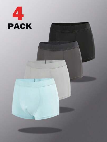 SHEIN 4 st/set Andningsbara Minimalistiska Trosor för Tonårspojkar, Bekväma & Mångsidiga