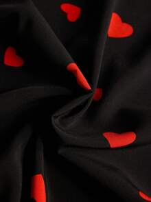 Elnivra Đầm dài nữ bản rộng, dây đeo vai, in hình trái tim, thích hợp cho ngày Valentine, kỳ nghỉ, hẹn hò, thanh lịch và dễ thương, cổ chữ V, eo chữ A, kiểu dáng đơn giản, thường ngày, mẫu mới năm 2025. - màu đen - Xem 7