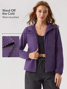 OutZeal Thermal Clothes Women Outdoor Jackets Winter Hiking Camping Fleece Lined Hooded Zip Up Outdoor Tops