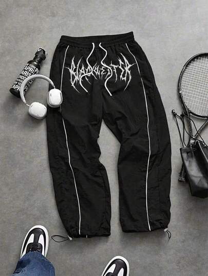 Sport MetroGents 男士字母印花抽绳腰运动裤