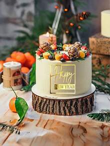 1pc/3pcs/6pcs ﻿Golden Acrylic Happy New Year 2026 Cake Topper ForNew Year's Party DIY Cake Dessert Decorations - Multicolor - View 6