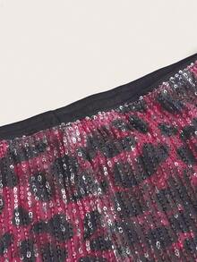 Firerie Women's Elegant Sexy Leopard Print Sequin Mini Skirt For Party - Red - View 3