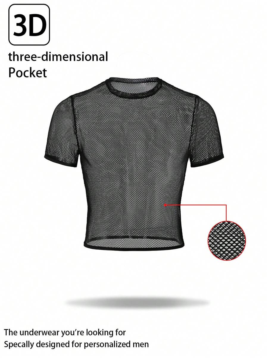 男士网眼圆领短袖打底衫