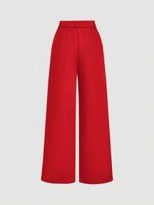 SHEIN MOD Setelan Jas dan Celana Motif Vintage dengan Tali Pengikat - Merah - View 5