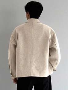 DAZY Beige Textured Fabric Men's Long Sleeve Jacket Coat, Suitable For Commuting In Autumn - Beige - View 2