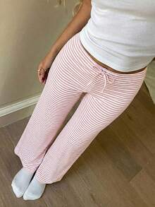 Bộ quần ống rộng kẻ sọc thắt nơ kiểu dáng thường ngày cho bé gái tuổi teen - Hồng - Xem 3