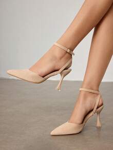 CUCCOO SZL 女士优雅尖头高跟鞋，简约设计，通勤必备 - 杏色 - 查看 1