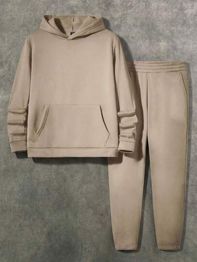 Ensemble sweat-shirt à capuche et pantalon de jogging avec poche kangourou pour hommes, tenue confortable, vêtements d'automne, accessoires pour couple