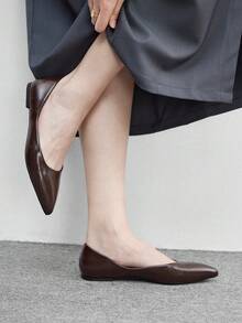 CUCCOO BIZCHIC 女士尖头休闲通勤百搭平底鞋 - 棕色 - 查看 3