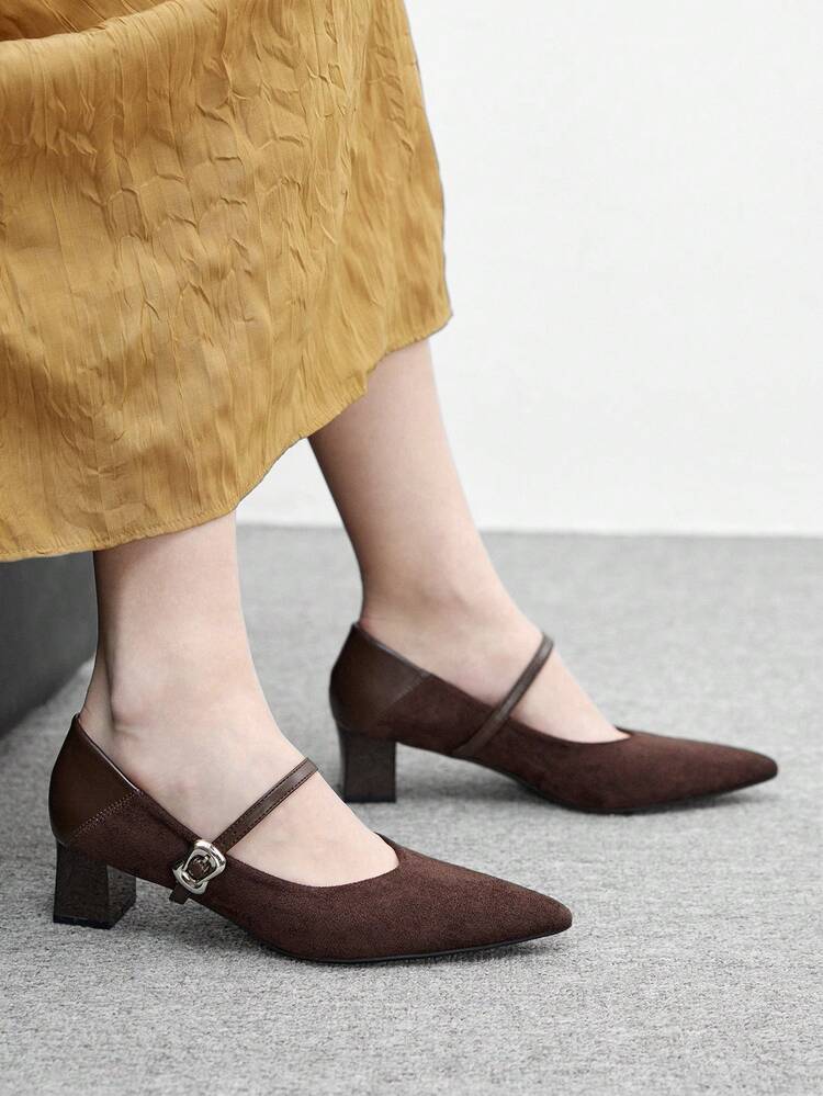 CUCCOO BIZCHIC Women's Pointed Toe Buckle Design Fashionable Elegant High Heels Valentine's Day