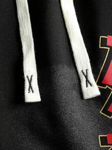 ROMWE MEN Pantalones cortos de hombre con estampado de anime lavado - Negro - Ver 7