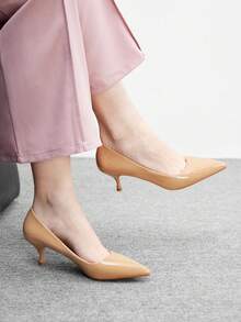 CUCCOO BIZCHIC 女士尖头细高跟中跟鞋，优雅、休闲、舒适、一脚蹬，适合工作、通勤、约会、派对、正式场合。 - 淺棕色 - 查看 4