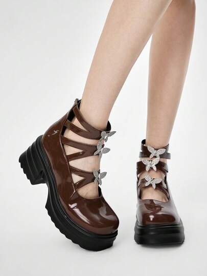 Goth 2024 neue Mode Mary Jane Street-Style Damenschuhe, Absatz dick, runde Zehenform, vielseitig, Pendeln, minimalistische Flats, Frühling