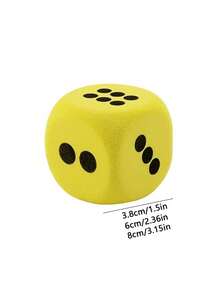 Large 3.8-8cm Foam Dice, Perfect For Party Games, Birthdays, Halloween, And Christmas (Yellow). - Yellow - View 9