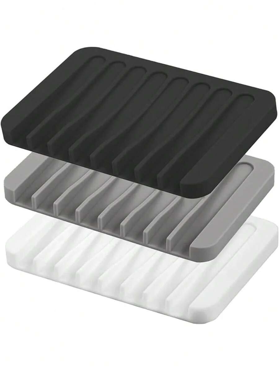 Non-Slip Soap Tray With Quick Drainage - Bathroom Countertop Organizer Mat, Anti-Slip Base, Space-Saving Soap Dish For Shower, Bathtub, Kitchen - Easy-Clean Bathroom Storage (Rectangle), Shower Accessory, Sleek Design, Sturdy Construction, Home Organizers, Countertop Soap Storage