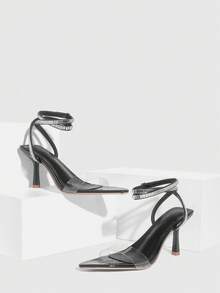 CUCCOO SZL Women's Pointed Toe Buckle Design Fashion Daily Wear High Heel Sandals Valentine's Day - Black - View 1