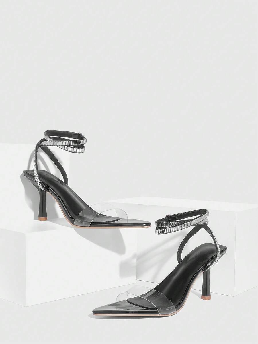 CUCCOO SZL Women's Pointed Toe Buckle Design Fashion Daily Wear High Heel Sandals Valentine's Day - Black - View 1