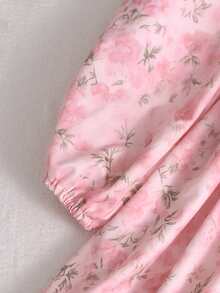 Teen Girls' Casual All-Over Print Long Sleeve Dress, Summer - Pink - View 4