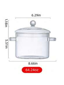 1pc Glass Pot, Health Pot, Thick Borosilicate Glass Stewing Pot For Stove Top, With Lid For Mulled Wine - Multicolor - View 4