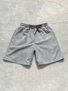 ROMWE MEN Grunge Punk Men's Casual Angel Print Shorts, Summer - Grey - View 2