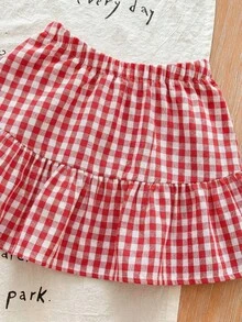 LMoss Kids Baby Girl Cute Plaid Elastic Waist Mini Skirt, Summer - Multicolor - View 4