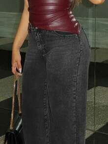 Maria Perezxox Lässige, ausgewaschene Jeans mit hoher Taille und weitem Bein