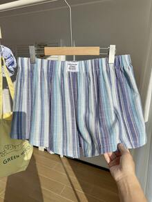 Comfortcana 大码复古棕色格子休闲短裤 - 彩色 - 查看 5