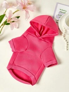 PETSIN 1pc Red, Blue, White National Flag, Star Bow, Letter Print, Pet Hooded Hoodie, Rose Red Autumn And Winter Thick Warm And Casual Pet Clothing - Hot Pink - View 2