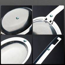 1pc New Stainless Steel Spoon For Kitchen Frying And Frothing, Hot Pot Oil Filter Mesh, Oil Scoop Filter Mesh, Suitable For Kitchen Use - Silver - View 2