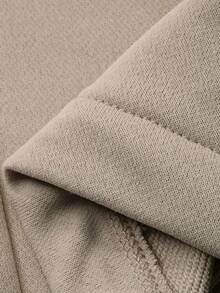 DAZY Solid Color Khaki Patch Design Men's Pullover Pullover Sweatshirt Set, Spring/Autumn