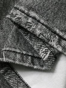 DAZY Men's Distressed Washed Grey Patterned Digital Print Denim Shorts, Summer - Grey - View 8