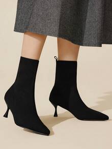 CUCCOO BASICS Women's Fashion Versatile Pointed Toe Mid-Calf High Heel Boots Valentine's Day