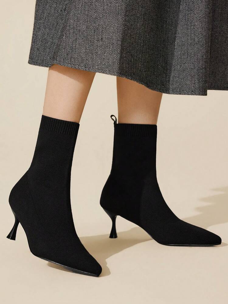 CUCCOO BASICS Women's Fashion Versatile Pointed Toe Mid-Calf High Heel Boots Valentine's Day